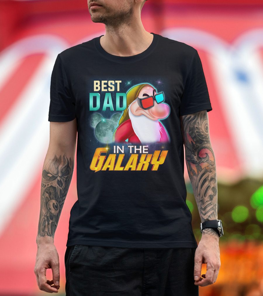 Best Dad In The Galaxy Grumpy 3D Glasses Moon T-Shirt