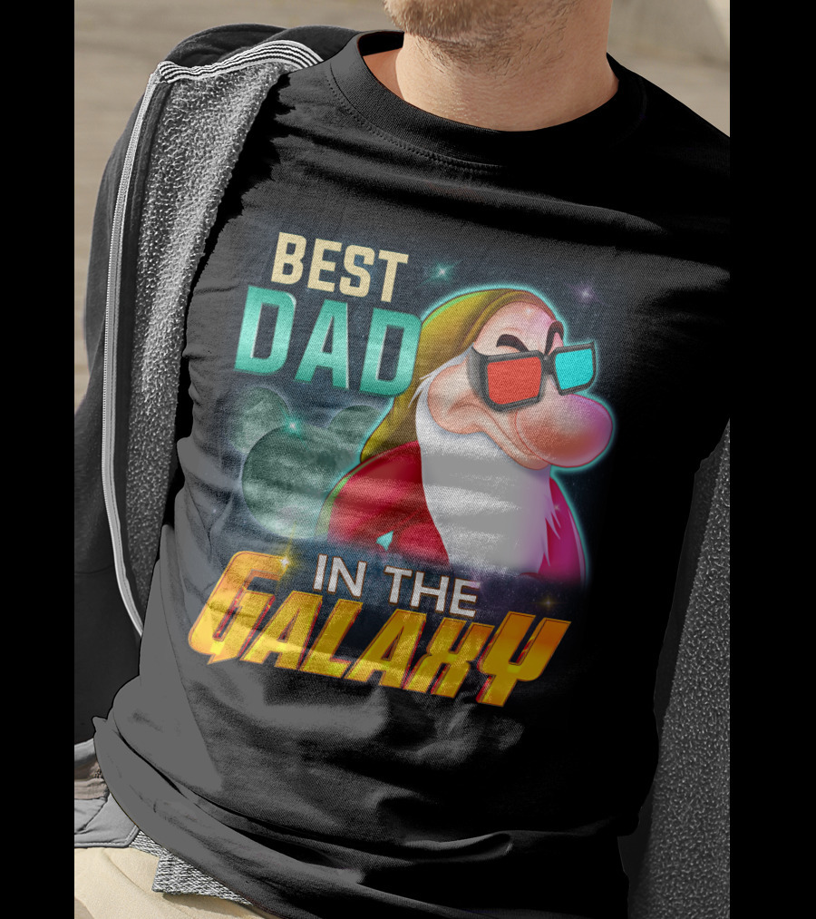 Best Dad In The Galaxy Grumpy 3D Glasses Moon T-Shirt