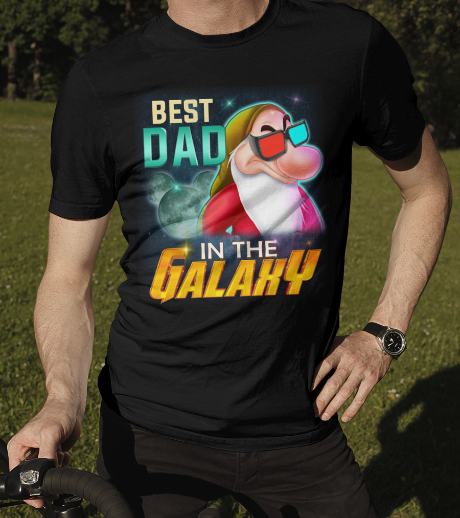 Best Dad In The Galaxy Grumpy 3D Glasses Moon T-Shirt