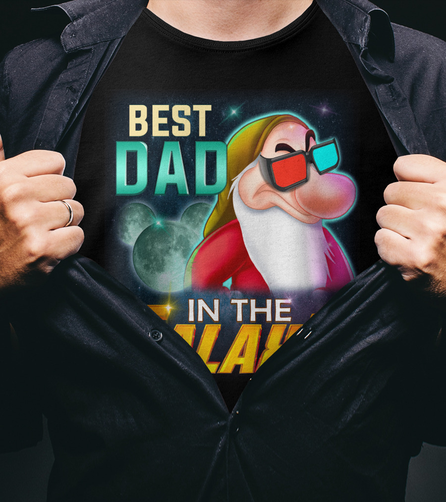 Best Dad In The Galaxy Grumpy 3D Glasses Moon T-Shirt