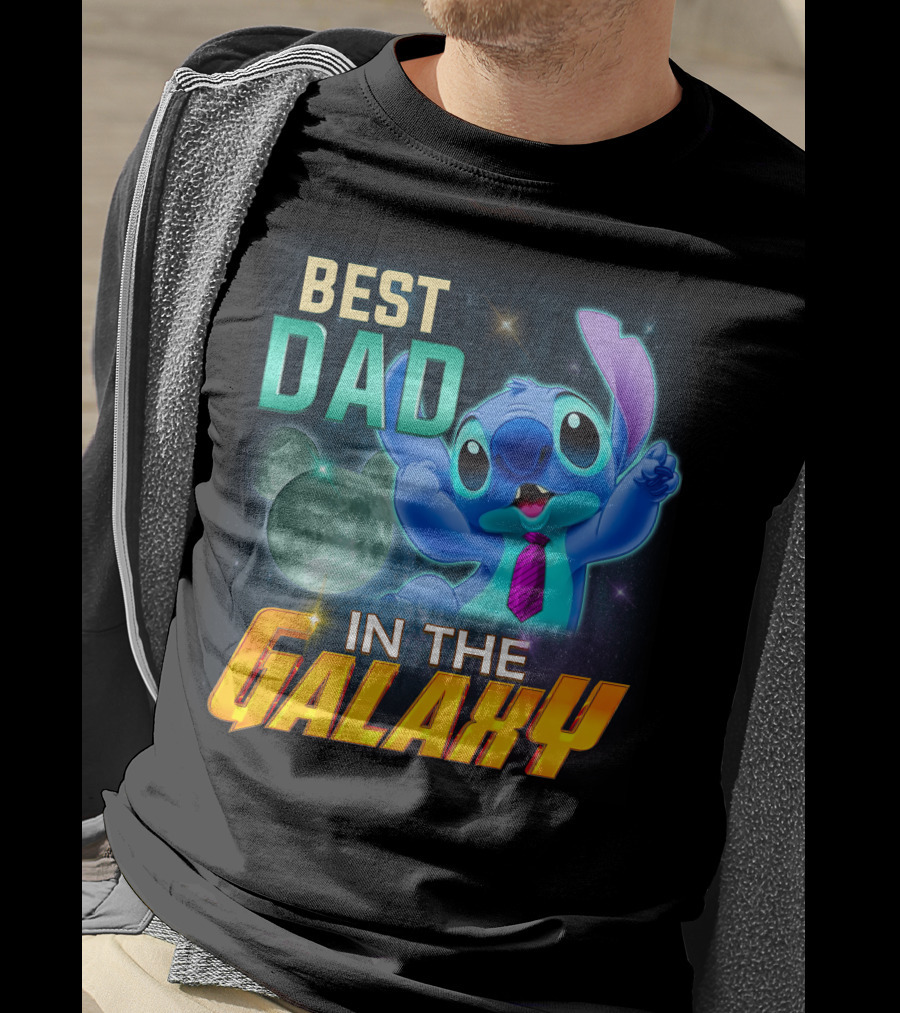 Best Dad IN The Galaxy Stitch T-Shirt