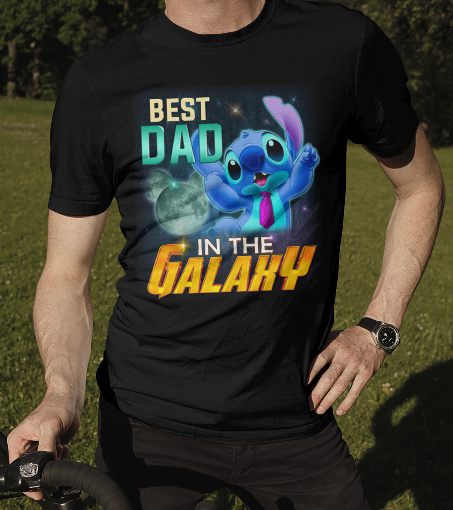 Best Dad IN The Galaxy Stitch T-Shirt