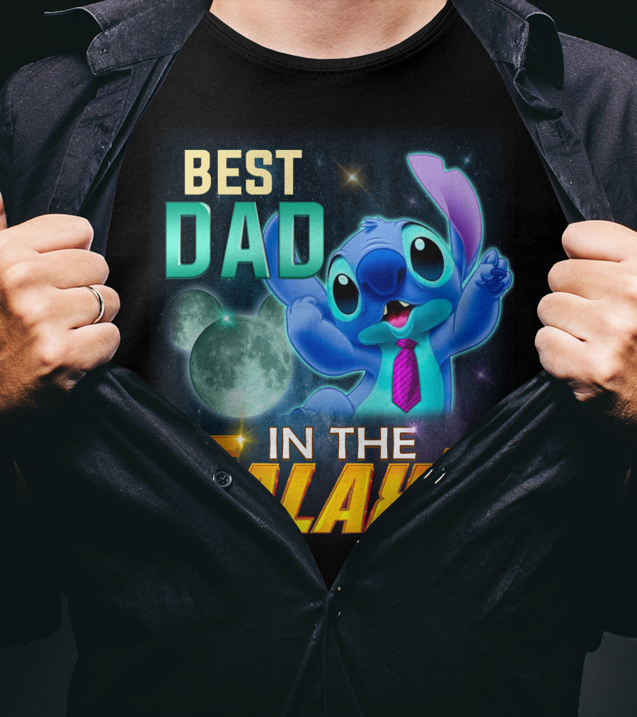 Best Dad IN The Galaxy Stitch T-Shirt