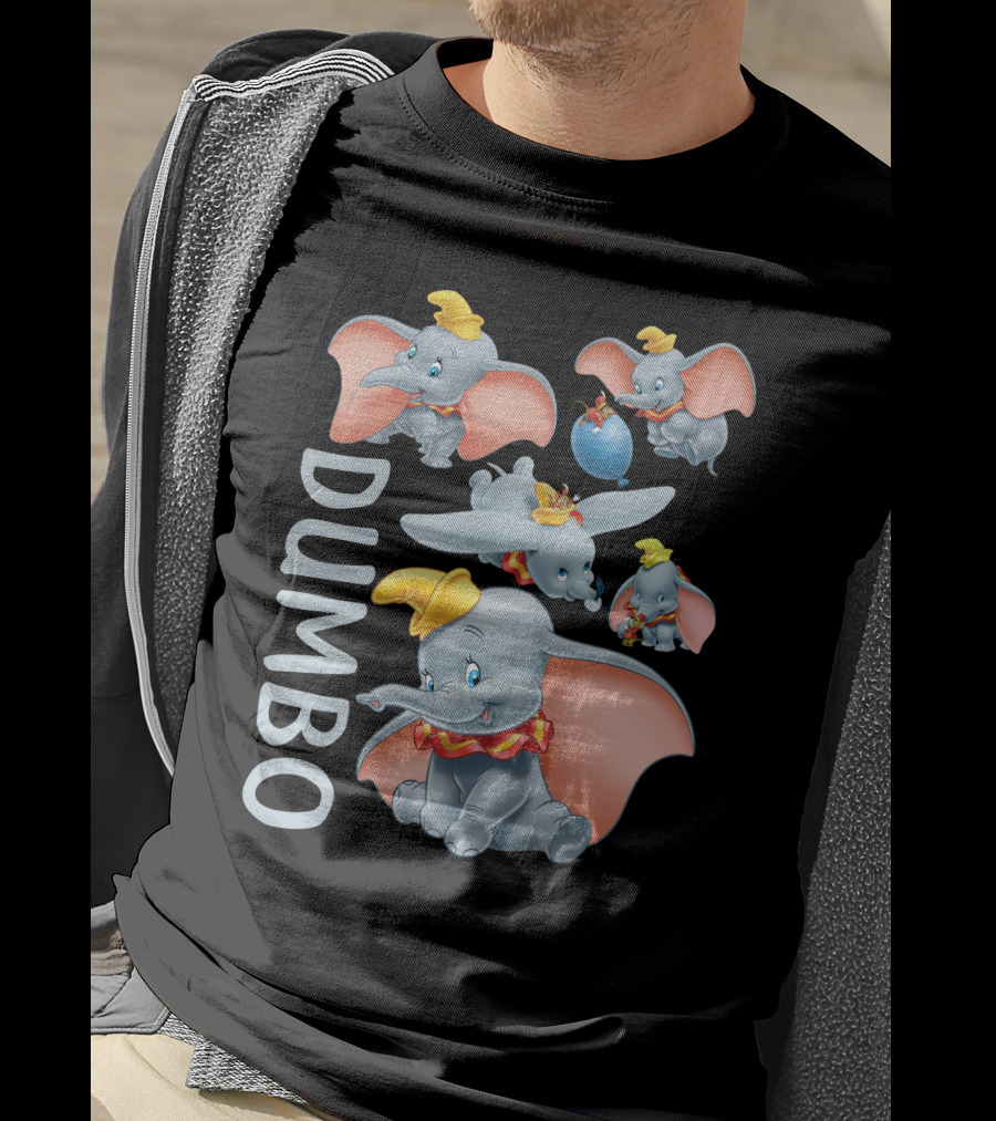 Dumbo Cute Flying Elephant With Yellow Hat And Pink Ears T-Shirt