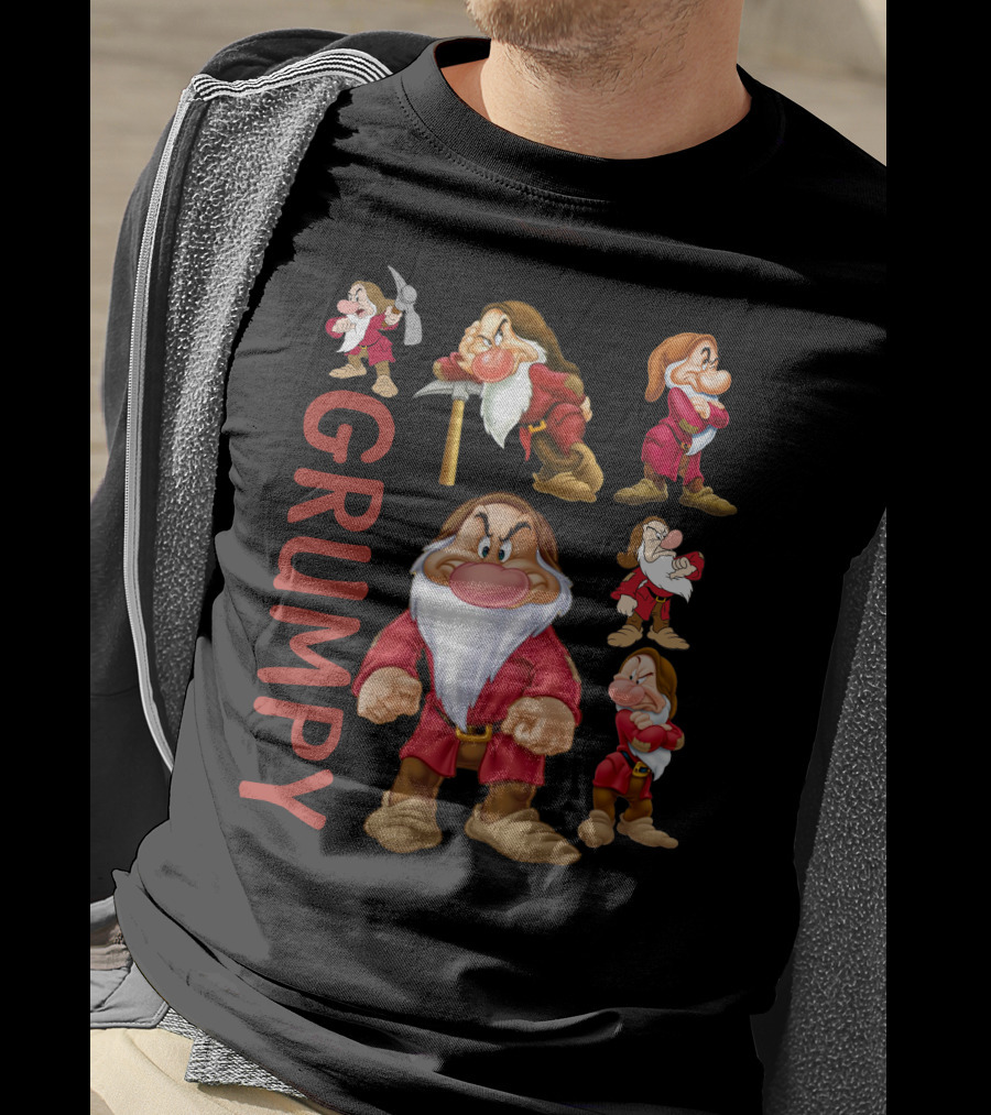 Grumpy Seven Dwarf Character Multiple Poses Classic Disney Mood T-Shirt