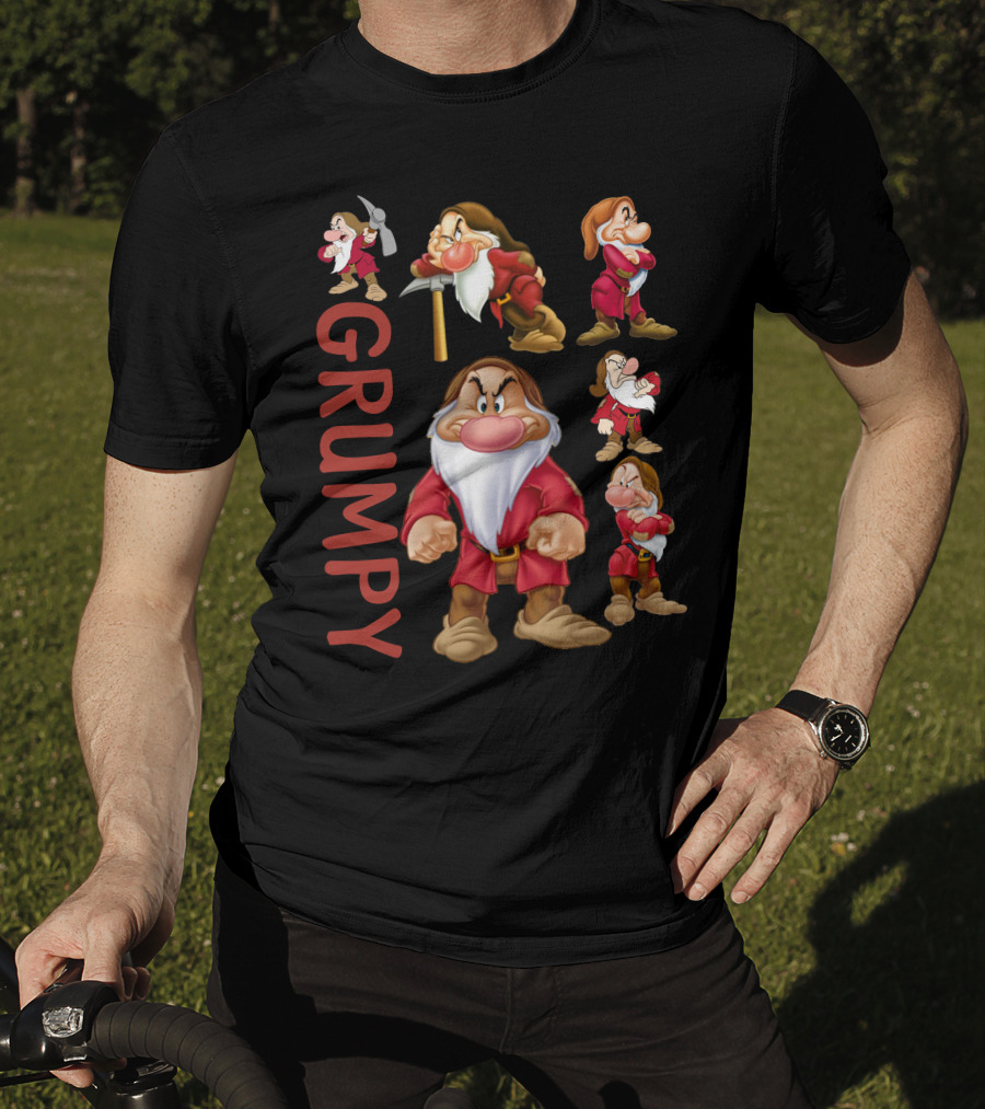 Grumpy Seven Dwarf Character Multiple Poses Classic Disney Mood T-Shirt