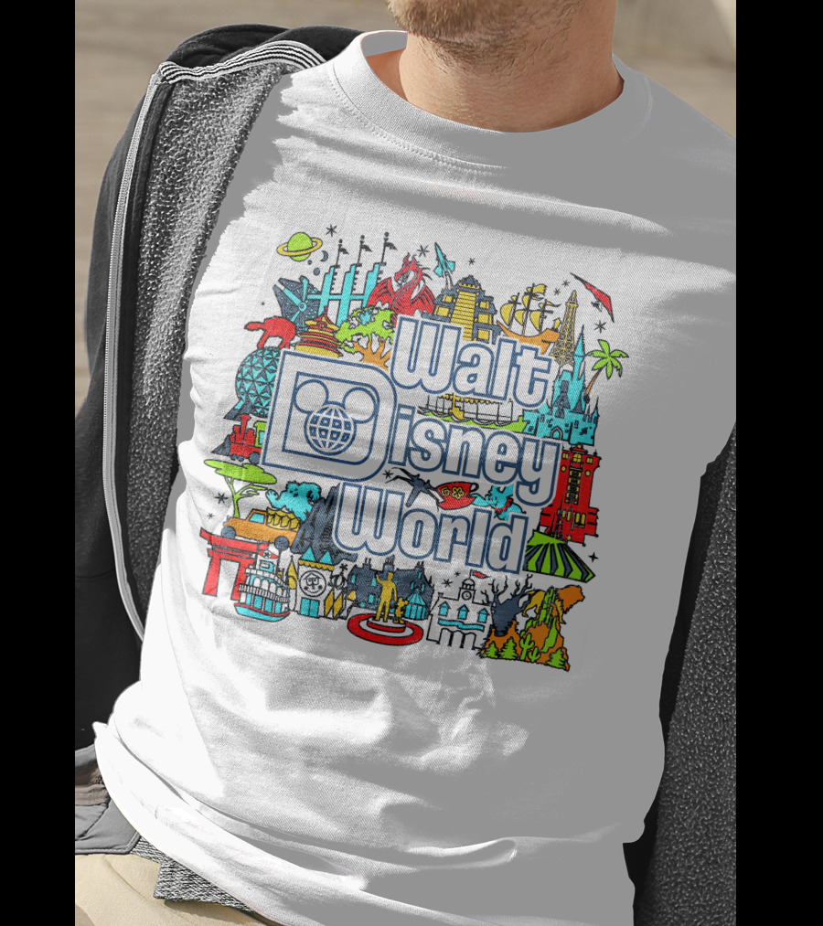 Walt Disney World Landmarks And Attractions Collage T-Shirt