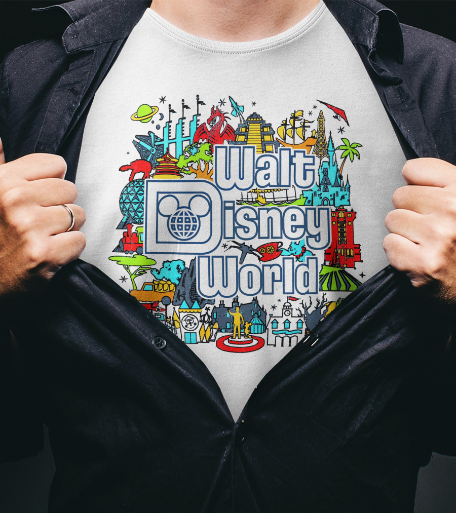 Walt Disney World Landmarks And Attractions Collage T-Shirt