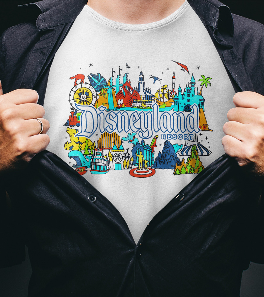 Disneyland Resort Iconic Attractions And Landmarks T-Shirt