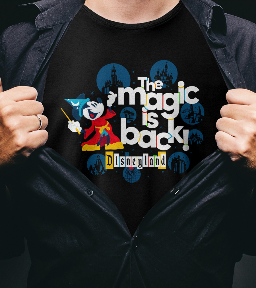 The Magic Is Back Disneyland Sorcerer Mickey T-Shirt