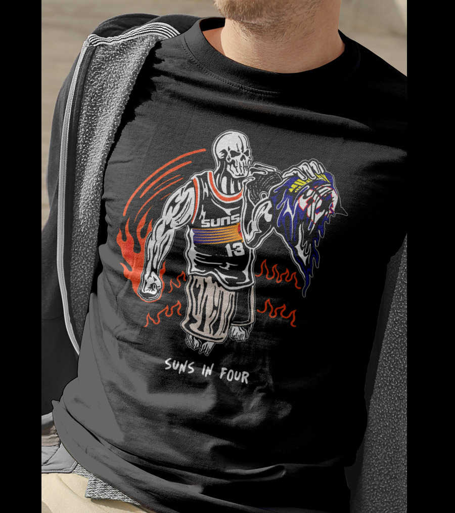 Phoenix Suns Victory Skull Holding Defeated Opponent Head Suns In Four T-Shirt