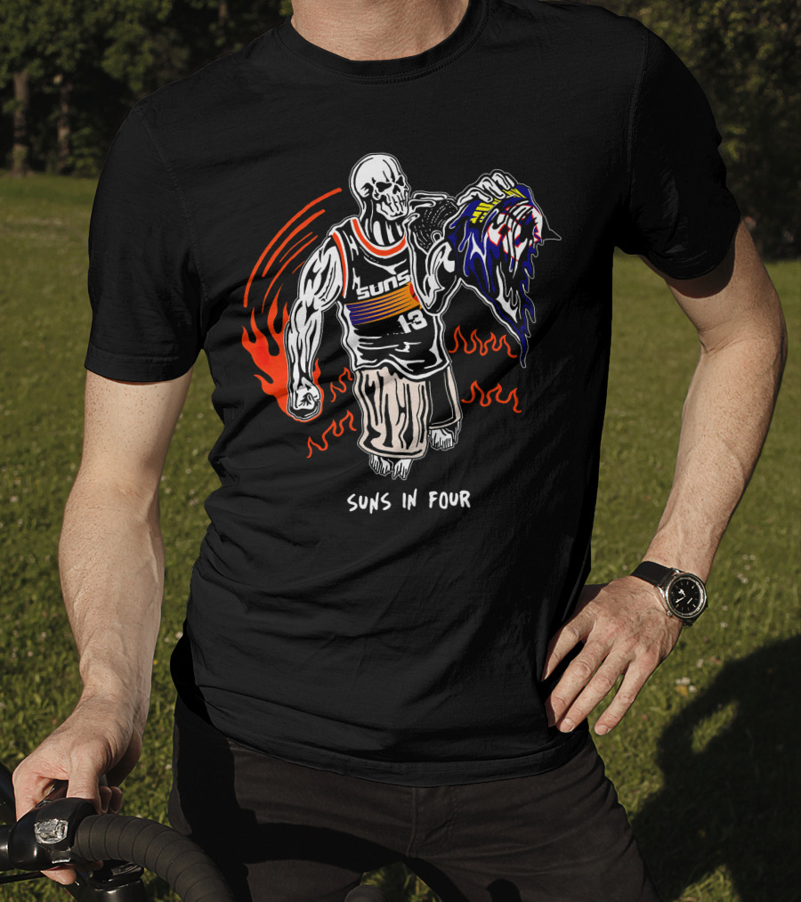 Phoenix Suns Victory Skull Holding Defeated Opponent Head Suns In Four T-Shirt