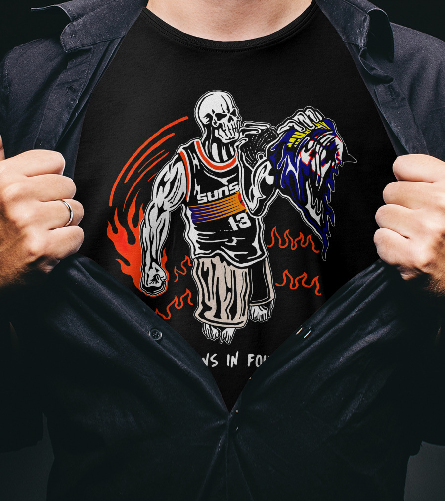 Phoenix Suns Victory Skull Holding Defeated Opponent Head Suns In Four T-Shirt