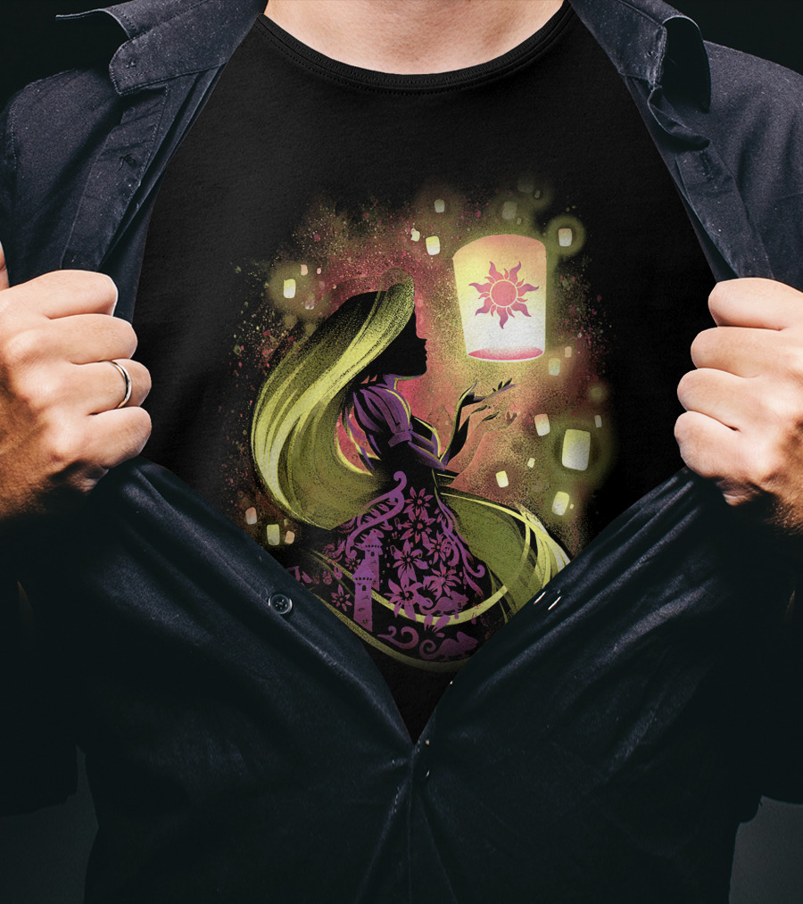 Rapunzel Lanterns And Golden Hair With Sun T-Shirt