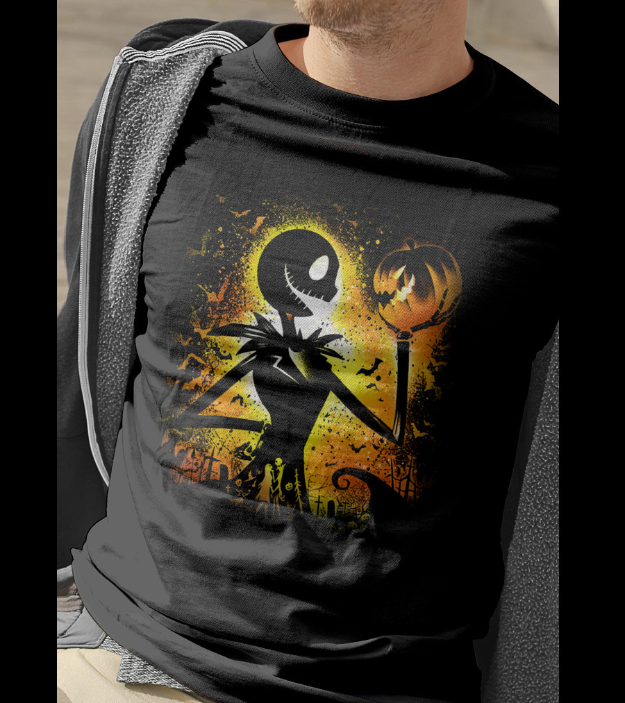 Jack Skellington Halloween Pumpkin Scene T-Shirt