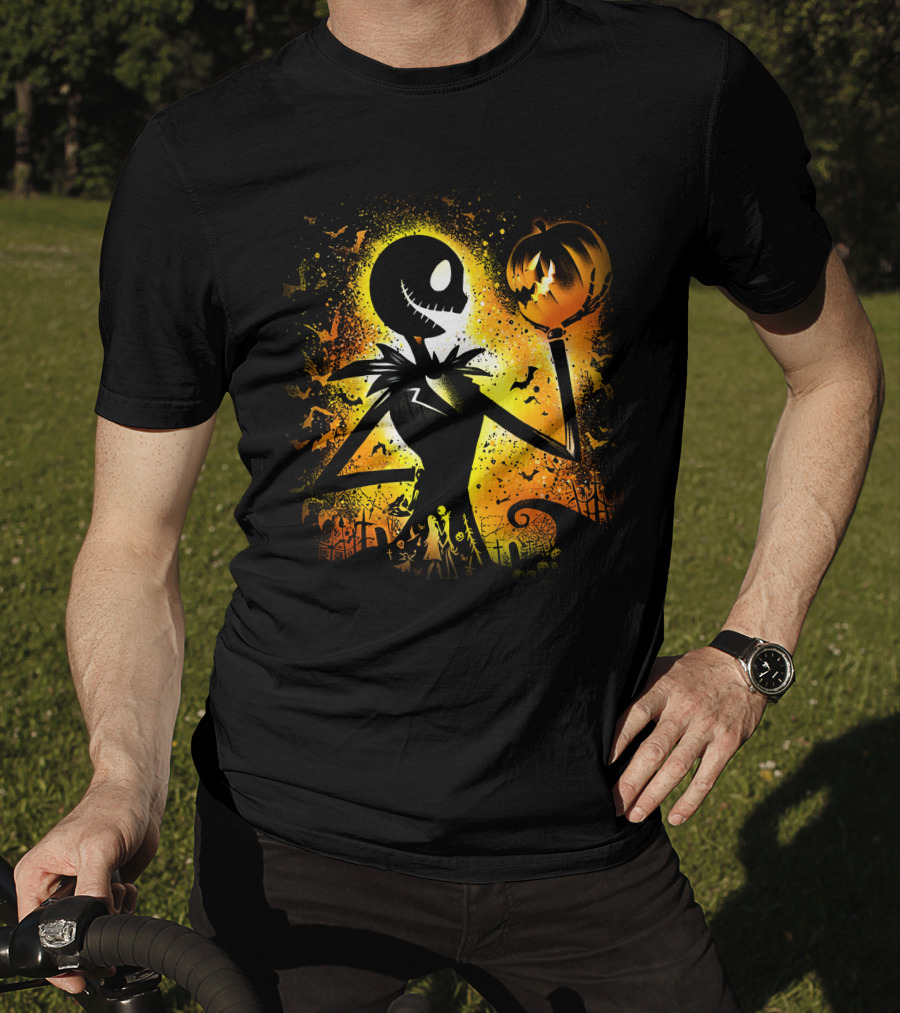 Jack Skellington Halloween Pumpkin Scene T-Shirt