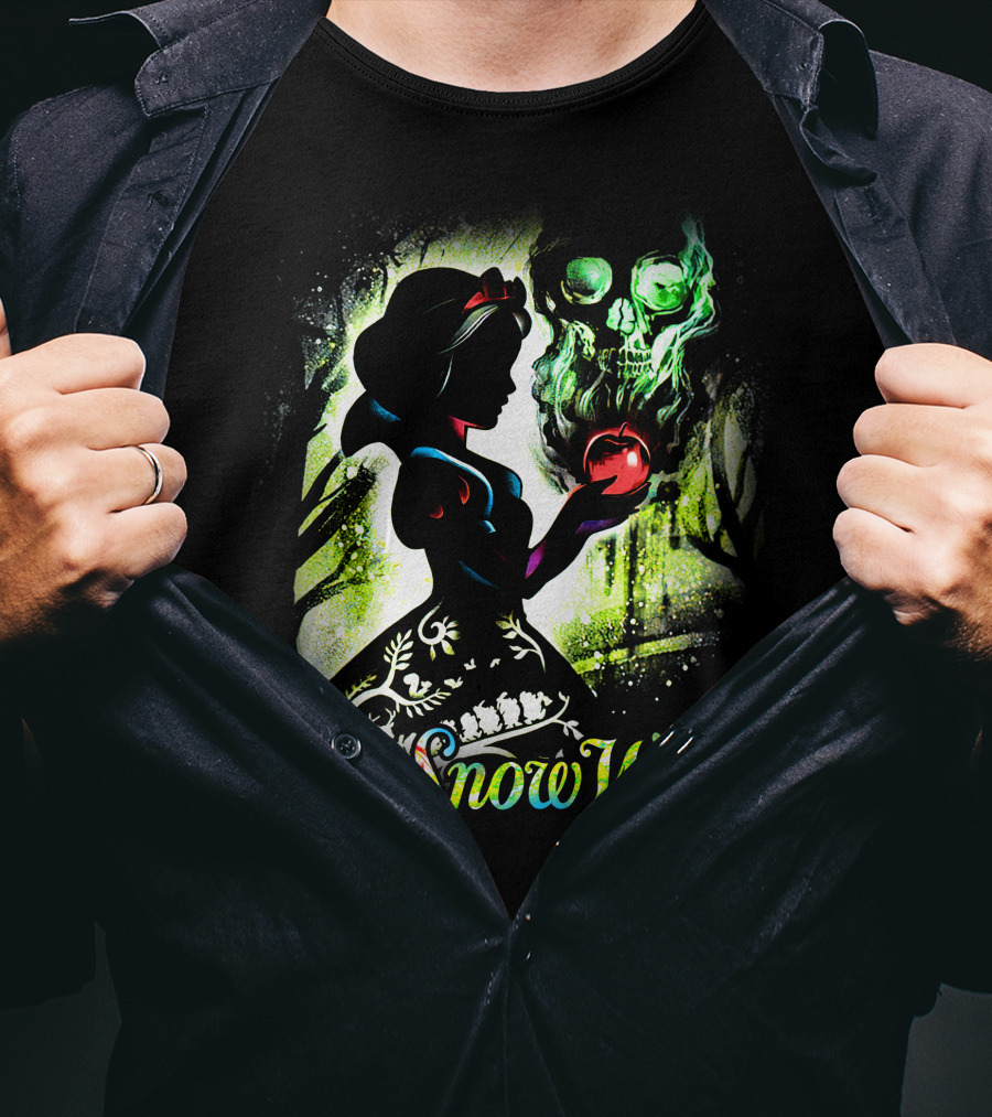 Snow White Silhouette With Apple And Skull T-Shirt