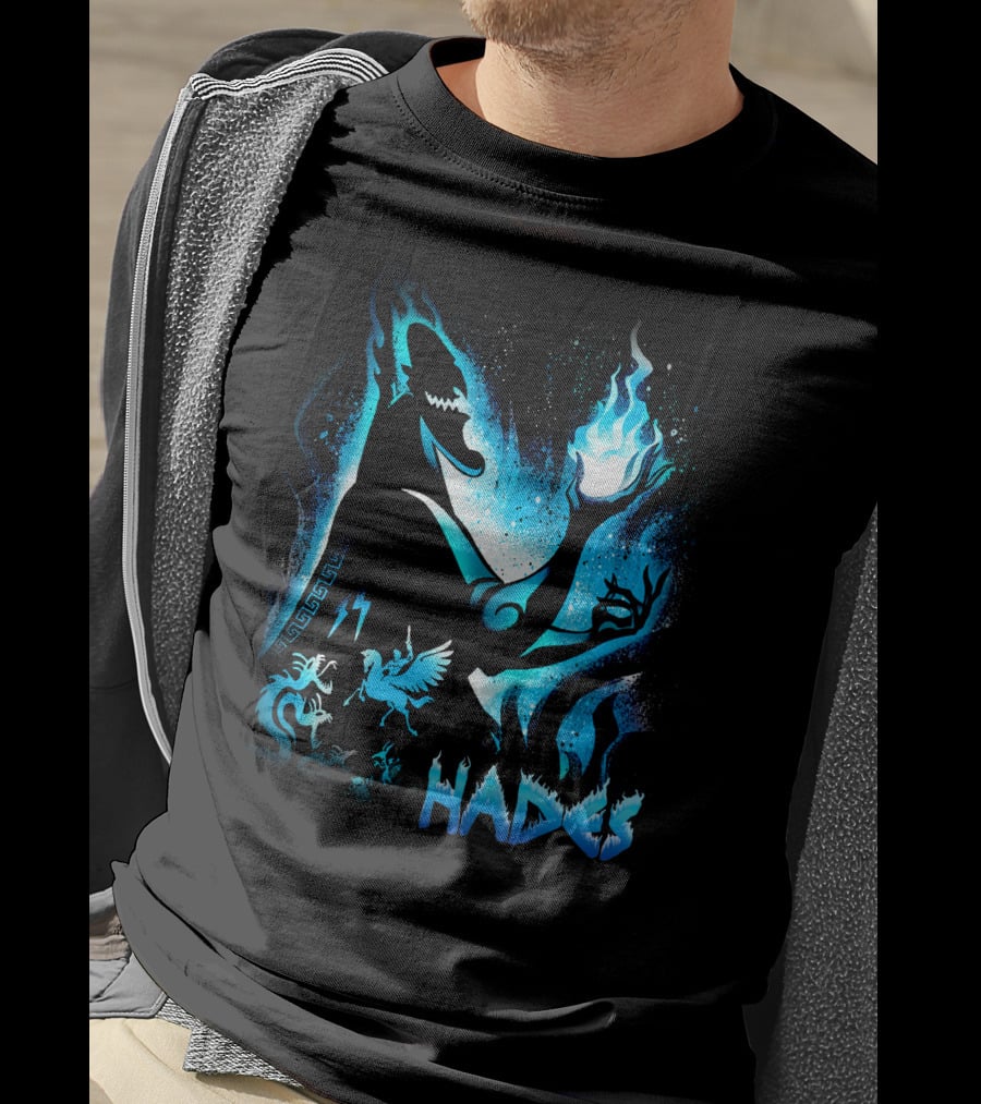 Hades Flaming Skull Creature Mythology Pegasus Lightning T-Shirt