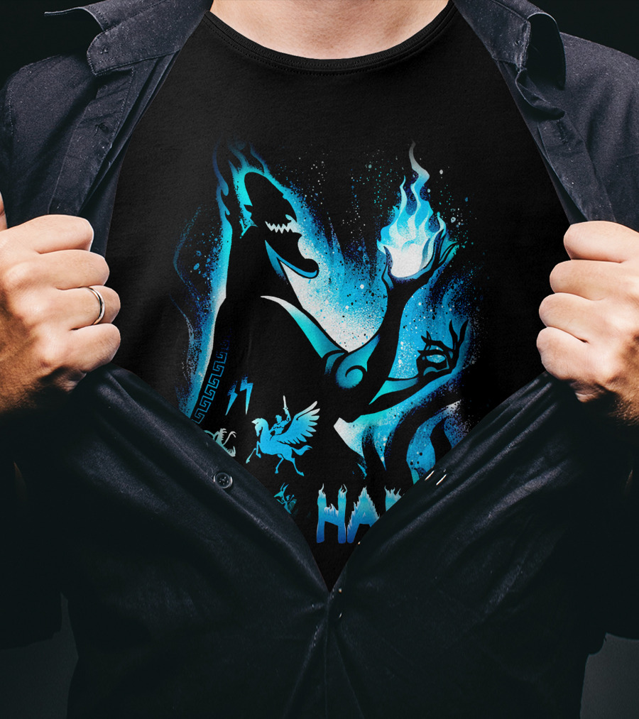 Hades Flaming Skull Creature Mythology Pegasus Lightning T-Shirt