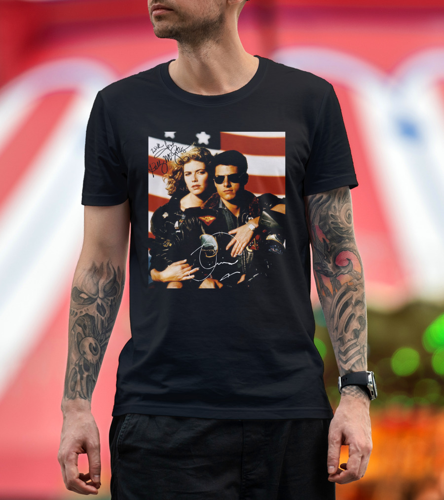 Top Gun 2 Autographed Cast American Flag T-Shirt