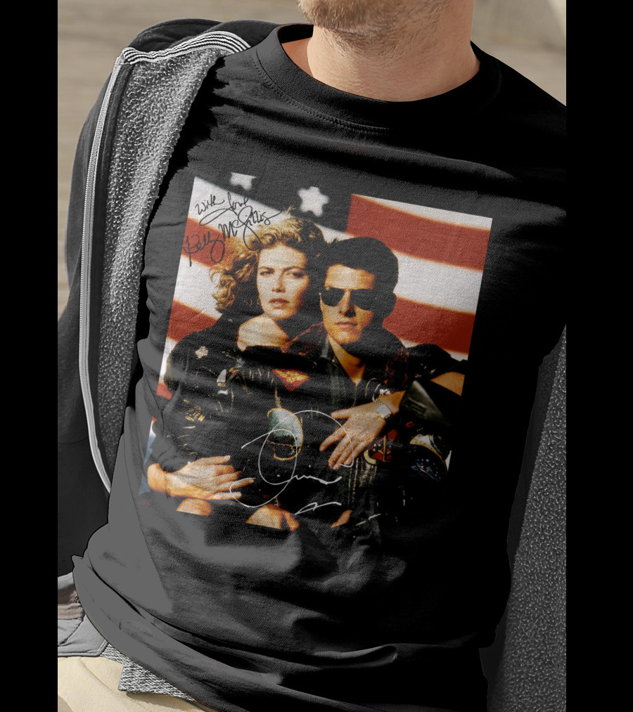 Top Gun 2 Autographed Cast American Flag T-Shirt
