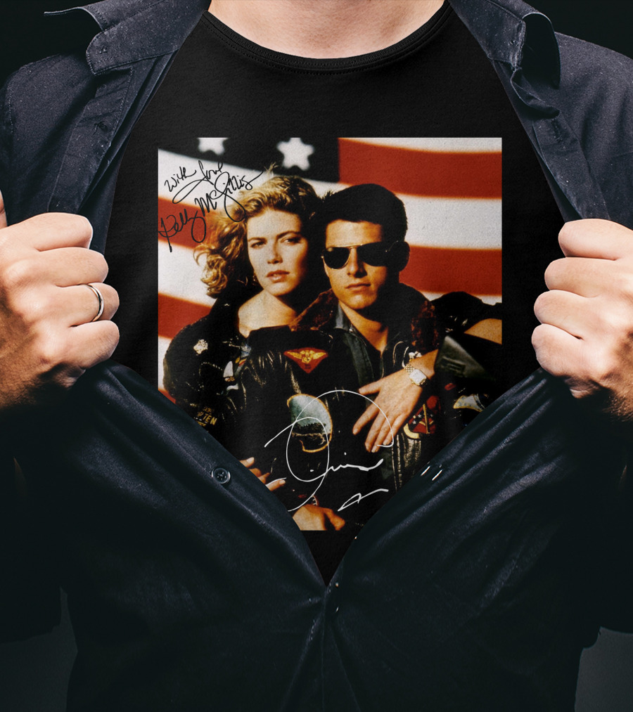 Top Gun 2 Autographed Cast American Flag T-Shirt