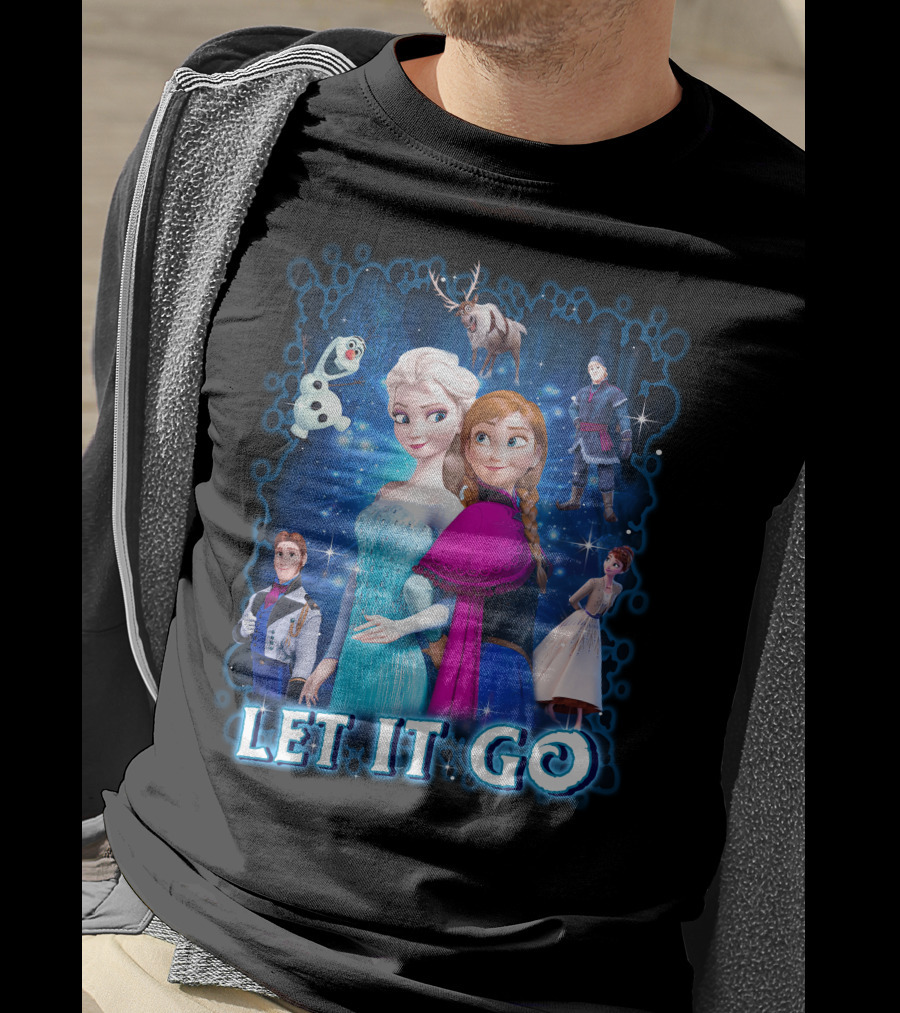 Frozen Let It Go Elsa Anna Olaf Kristoff Sven Disney Characters T-Shirt