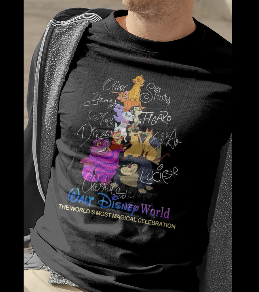Oliver Simba Marie Figaro Cheshire Cat Disney World Magical Celebration T-Shirt