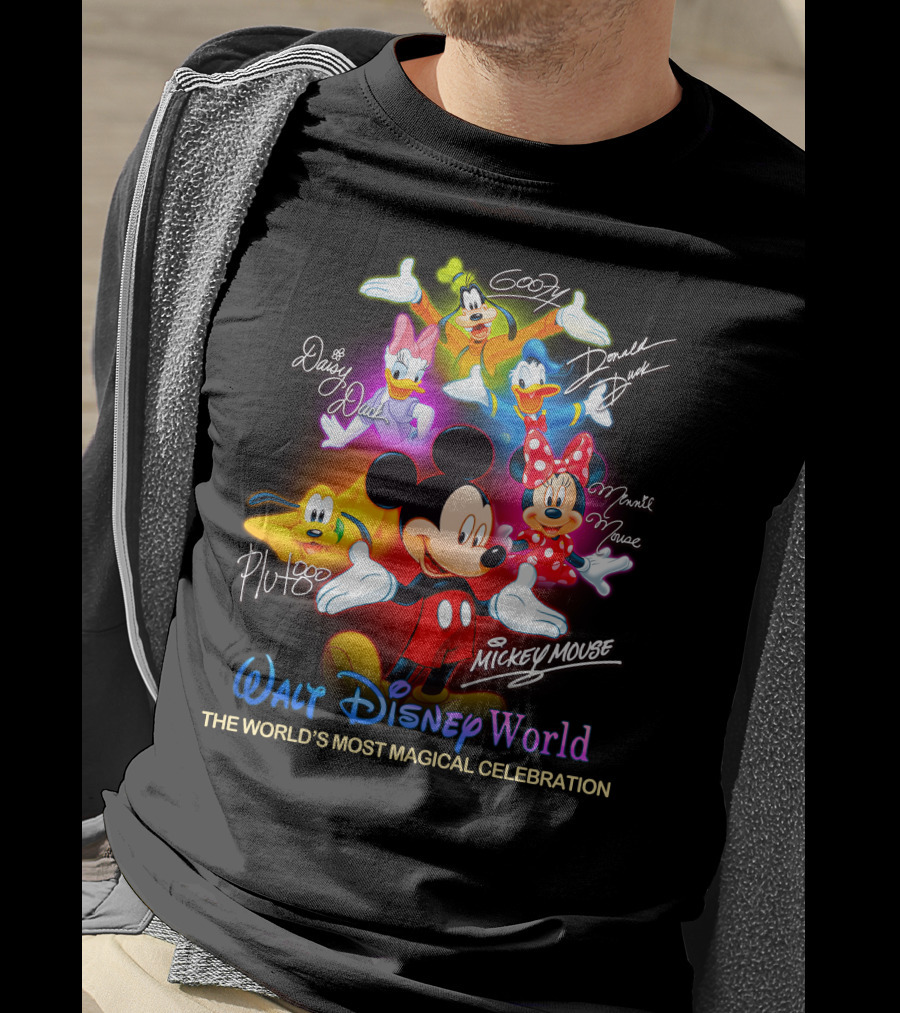 Walt Disney World Mickey Mouse Minnie Mouse Donald Duck Daisy Duck Goofy Pluto The World's Most Magical Celebration T-Shirt
