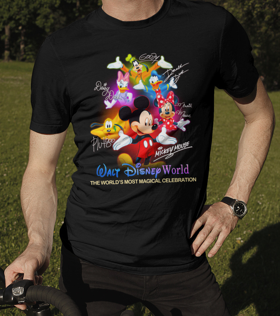 Walt Disney World Mickey Mouse Minnie Mouse Donald Duck Daisy Duck Goofy Pluto The World's Most Magical Celebration T-Shirt