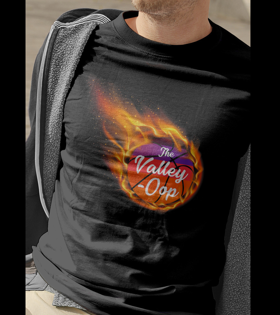 Phx The Valley-Oop Basketball Flame Style T-Shirt