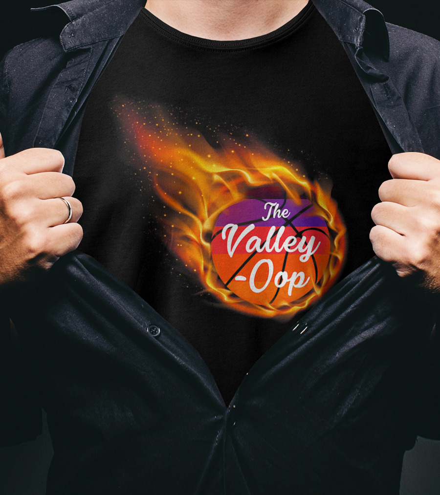 Phx The Valley-Oop Basketball Flame Style T-Shirt