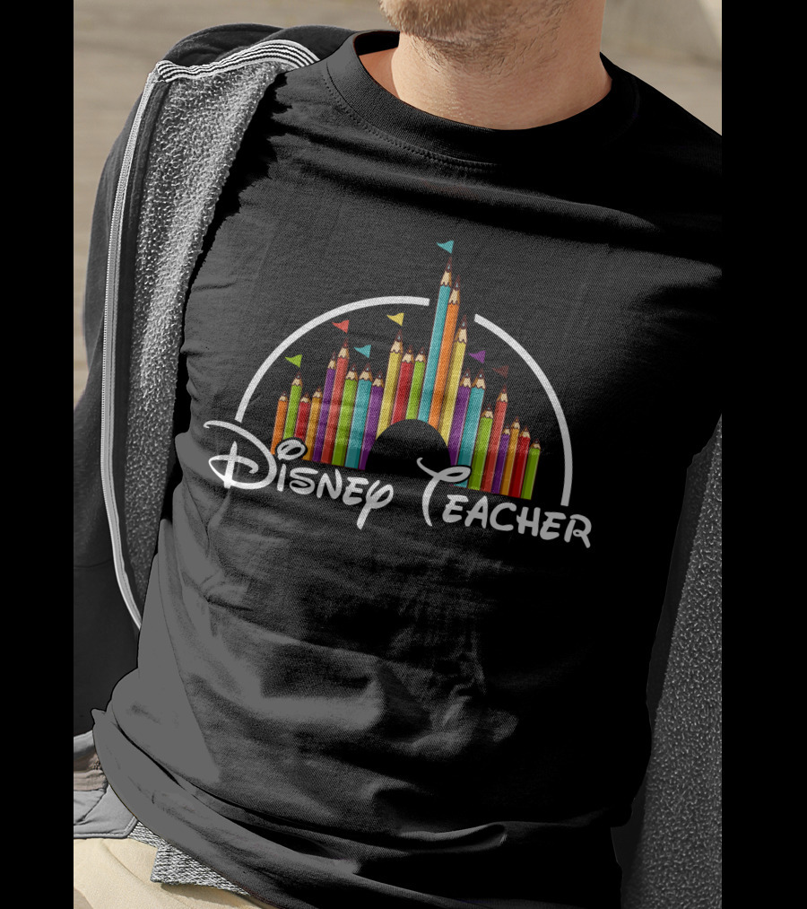 Disney Teacher Castle Pencils Style T-Shirt