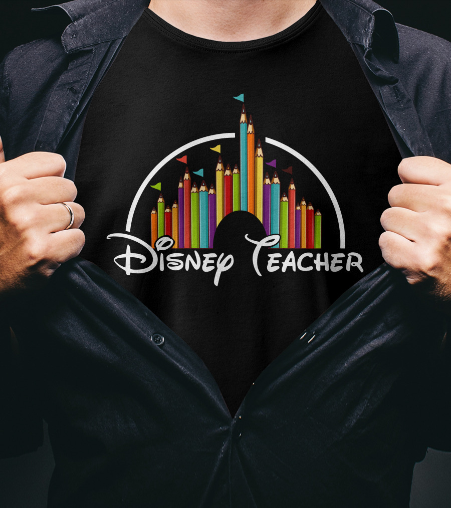 Disney Teacher Castle Pencils Style T-Shirt