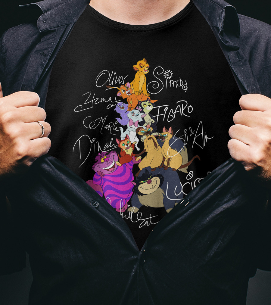 Oliver Simba Marie Figaro Cheshire Cat Yzma Dinah Lucifer Si And Am T-Shirt