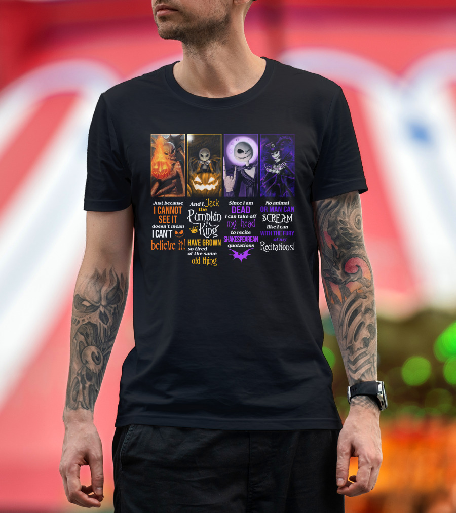 Jack Skellington The Pumpkin King Reciting Shakespearean Quotations T-Shirt