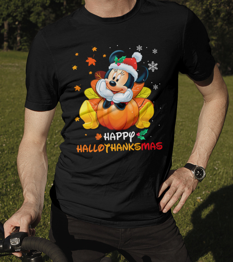 Happy Hallothanksmas Minnie Mouse Pumpkin Festive Holiday T-Shirt