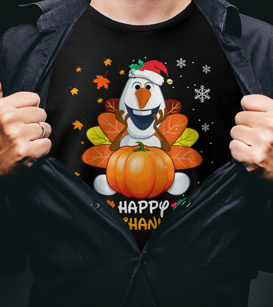 Happy Hallothanksmas Snowman Pumpkin Celebration T-Shirt