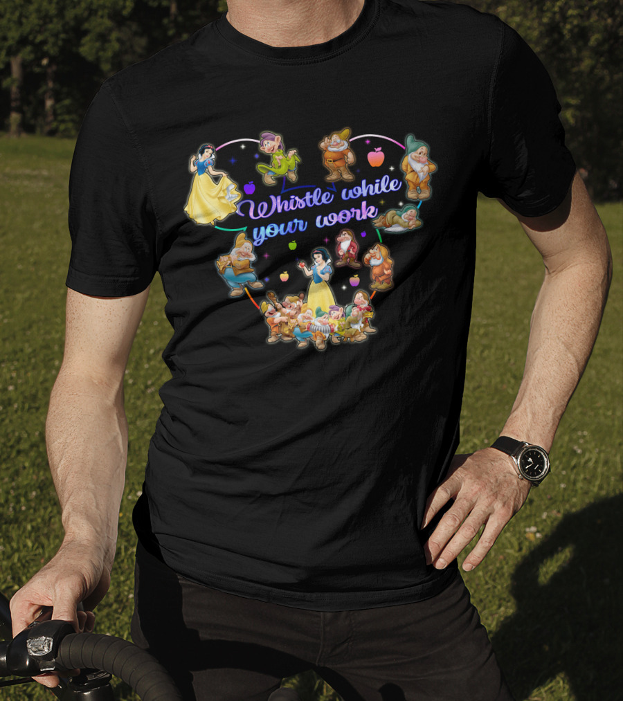 Snow White Whistle While You Work With Seven Dwarfs And Apples T-Shirt