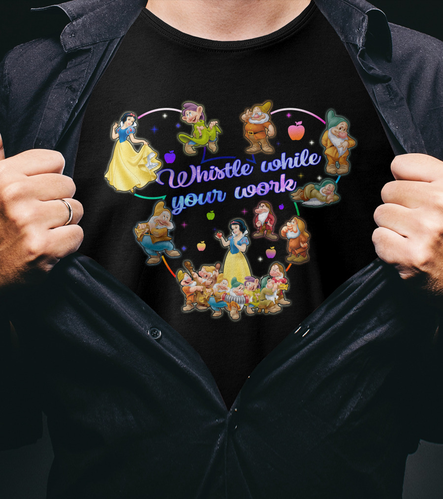 Snow White Whistle While You Work With Seven Dwarfs And Apples T-Shirt