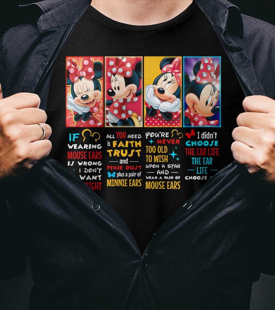Minnie Mouse Ears Faith Trust Pixie Dust Star Wish Choose Life T-Shirt