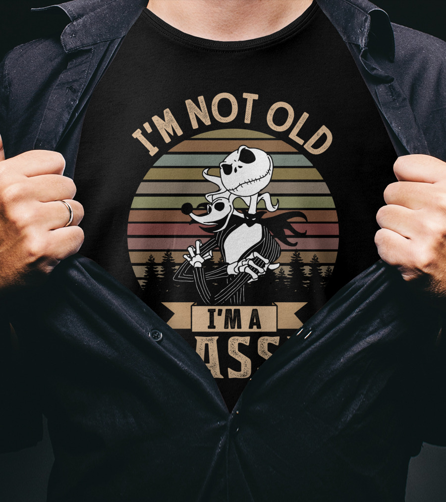I'm Not Old I'm A Classic Jack Skellington Retro Stripes Forest Style T-Shirt