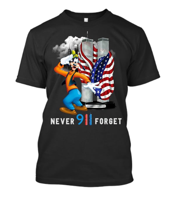 Goofy Never 911 Forget Twin Towers American Flag T-Shirt