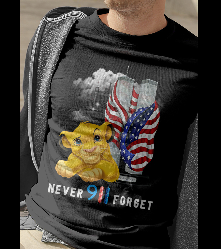 Simba-D Never 911 Forget Twin Towers American Flag T-Shirt