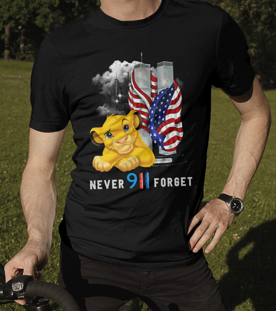 Simba-D Never 911 Forget Twin Towers American Flag T-Shirt
