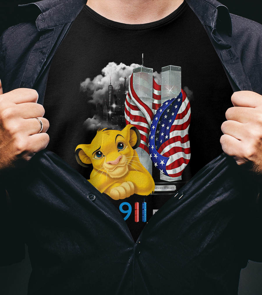 Simba-D Never 911 Forget Twin Towers American Flag T-Shirt