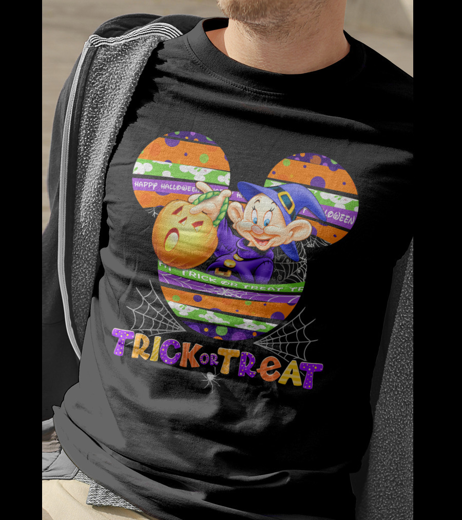 Happy Halloween Mickey Ears Trick Or Treat Dopey Pumpkin T-Shirt