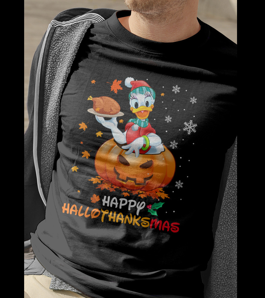Happy Hallothanksmas Holiday Mashup With Turkey And Jack-O'-Lantern T-Shirt