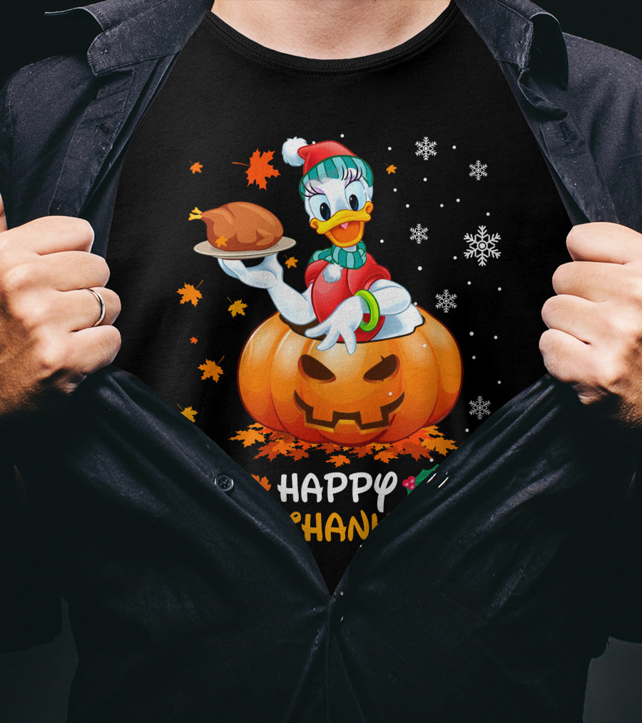 Happy Hallothanksmas Holiday Mashup With Turkey And Jack-O'-Lantern T-Shirt