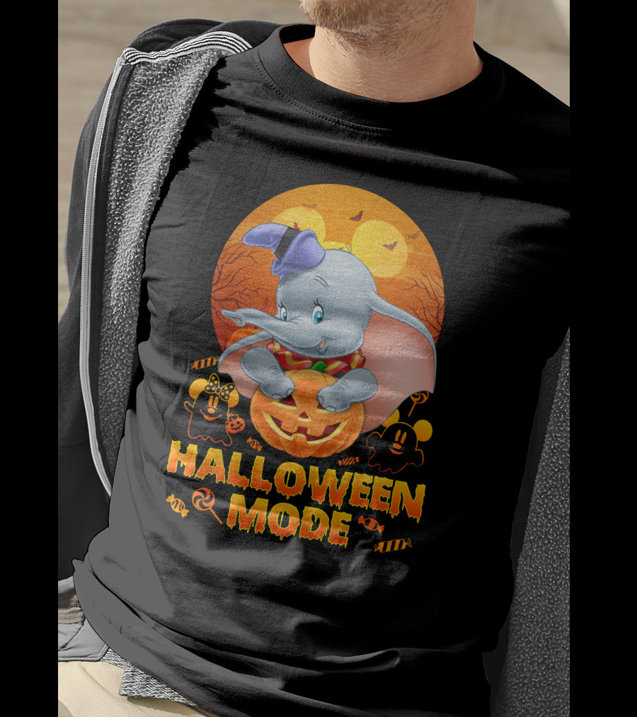 Dumbo Halloween Mode Pumpkin Ghosts Candy Bats Cartoon Magic T-Shirt